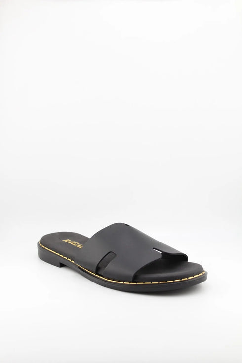 Ragazza Leather Slide Sandals with Cutout Design